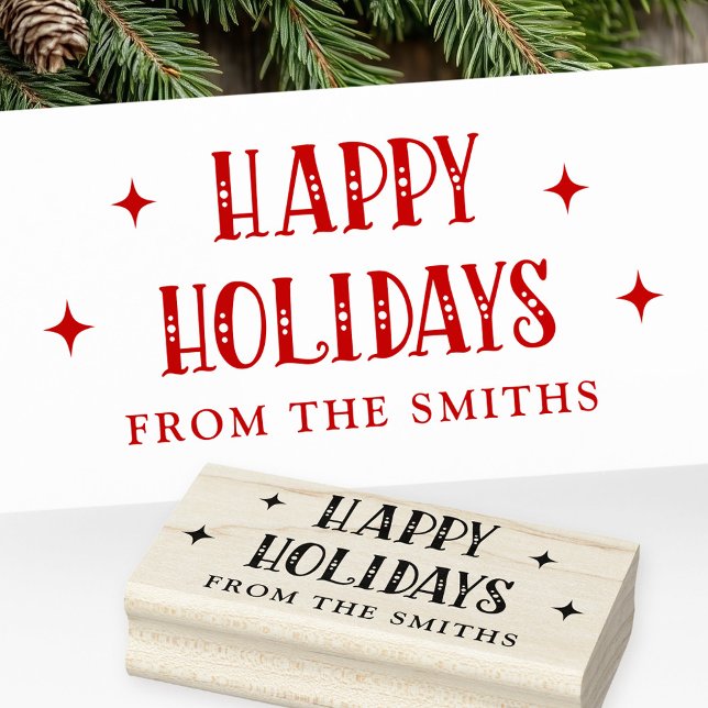 Sello De Caucho Fuente festiva de Happy Holidays de nombre (Happy Holidays festive font from name Rubber Stamp)