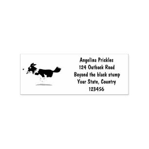 Sello De Caucho Funny Border Collie perro corriendo personalizado