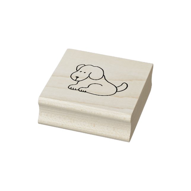 Sello De Caucho Funny Cartoon Sitting Dog Wood Art Stamp (Sello)