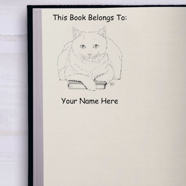 Sello De Caucho Funny morado del gato blanco del libro (Subido por el creador)