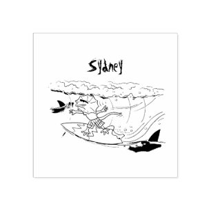 Sello De Caucho Funny personalizado de surf con lagarto frito