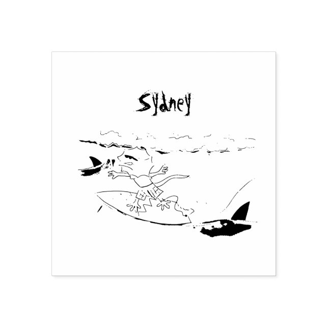 Sello De Caucho Funny personalizado de surf con lagarto frito (Impresión)