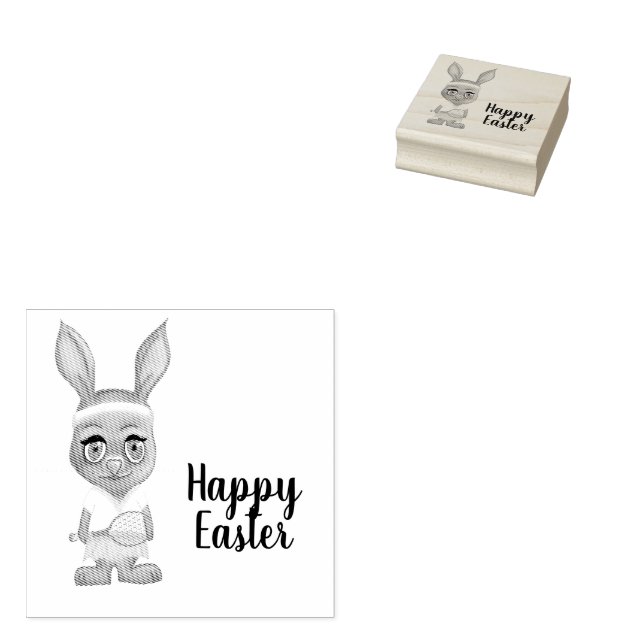 Sello De Caucho Funny Tennis Bunny Easter Personalizado Feliz Pasc (Sellado)