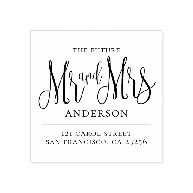 Sello De Caucho Futuro Sr. y Sra. Dirección de devolución de boda  (Impresión)