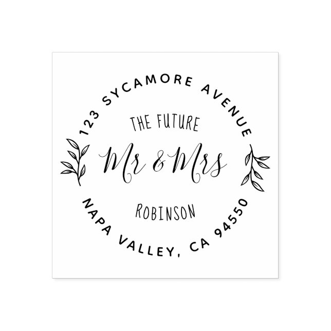 Sello De Caucho Futuro Sr. y Sra. | Dirección de devolución de par (Impresión)