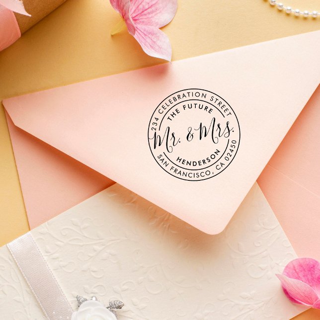 Sello De Caucho Futuro Sr. y Sra. Nombre personalizado y dirección (Subido por el creador)