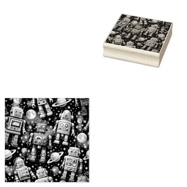 Sello De Caucho Galactic robot exploration cosmic (Sellado)