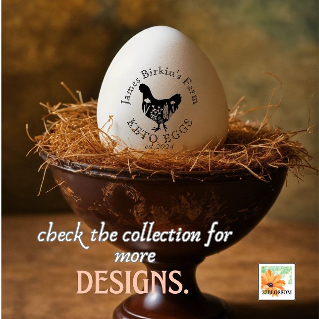 Sello De Caucho gallina de granja de campo KETO HUEVOS EDITABLE (Subido por el creador)