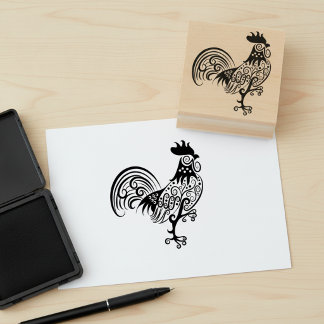 Sello De Caucho Gallo Artístico Remolino