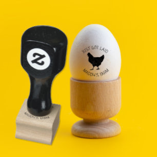 Sello De Caucho Gallo Divertido Acaba de Pone Huevo de Granja Sell