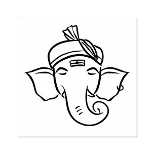 Sello De Caucho Ganesha Étnico Dibujo del Dios Indio
