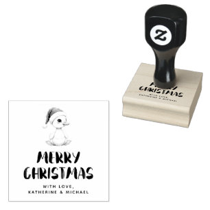 Sello De Caucho Ganso Pato de Navidad Personalizado Acuarela