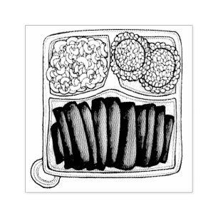 Sello De Caucho Gastronomía hawaiana Placa Almuerzo Arroz Macaroni