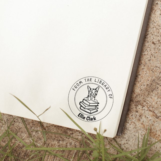 Sello De Caucho Gato abisino, libro de la biblioteca de (Subido por el creador)