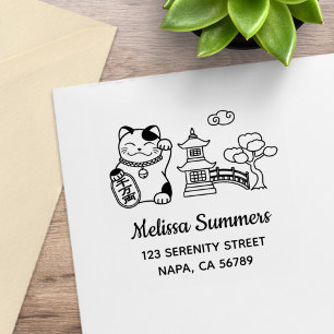 Sello De Caucho Gato Afortunado Japonés, Maneki Neko Dirección 2