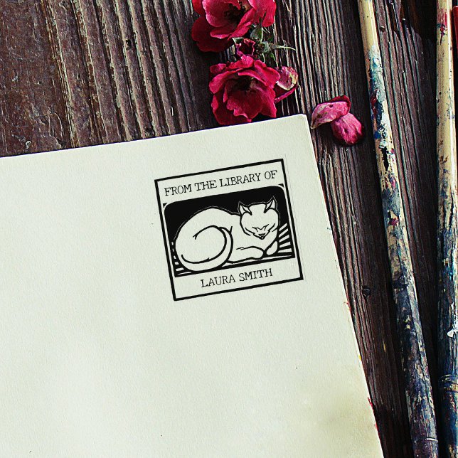 Sello De Caucho Gato Antiguo De La Biblioteca De (Subido por el creador)