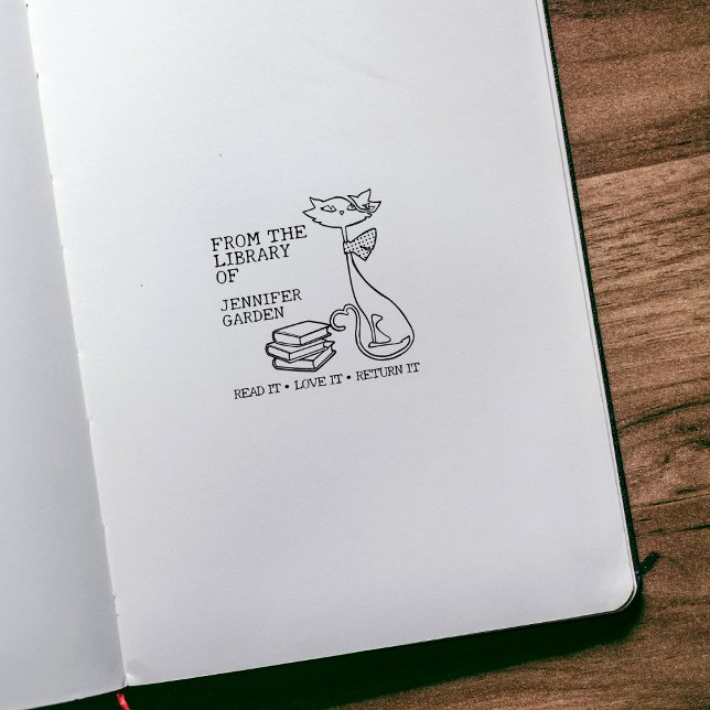 Sello De Caucho Gato Bonito De la Biblioteca De (Subido por el creador)