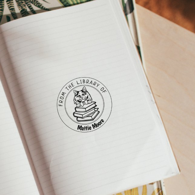 Sello De Caucho Gato británico de pelo largo, libro de la bibliote (Subido por el creador)