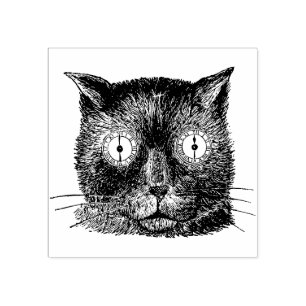 Sello De Caucho Gato con ojos de reloj