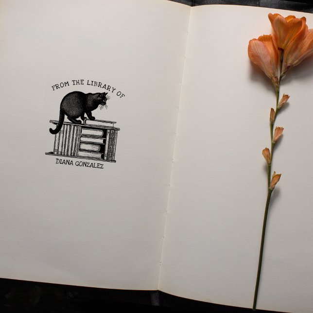Sello De Caucho Gato de Biblioteca Antiguo (Subido por el creador)