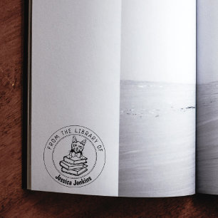 Sello De Caucho Gato de Korat, libro de la biblioteca de