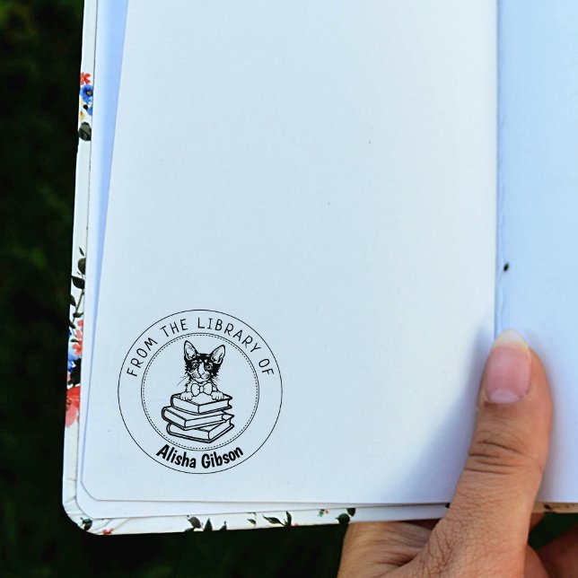 Sello De Caucho Gato de Laperm, libro de la biblioteca de (Subido por el creador)