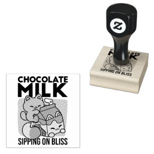Sello De Caucho Gato de Leche Chocolate Kawaii – Bebida Acogedora 