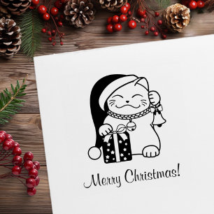 Sello De Caucho Gato de navidades