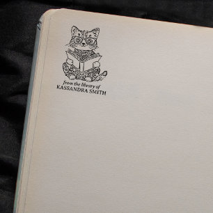 Sello De Caucho Gato de personalizado de la biblioteca