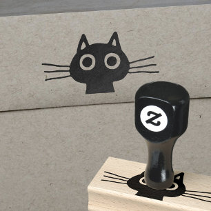 Sello De Caucho Gato gatito con ojos grandes y largos sacudidores