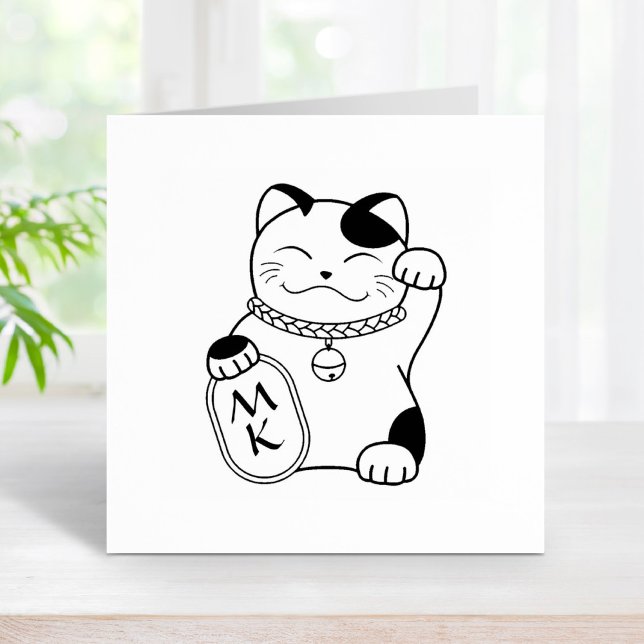 Sello De Caucho Gato japonés de la buena suerte, Maneki Neko - Mon (Subido por el creador)