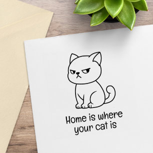Sello De Caucho Gato Malhumorado con Texto Personalizado