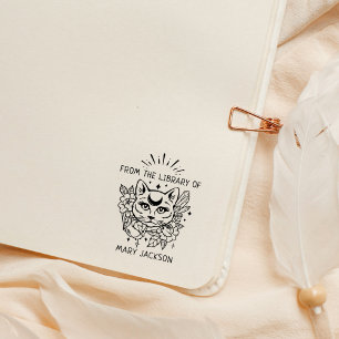 Sello De Caucho Gato Místico De La Biblioteca De