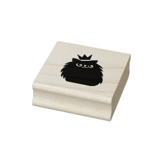 Sello De Caucho Gato negro con corona de princesa