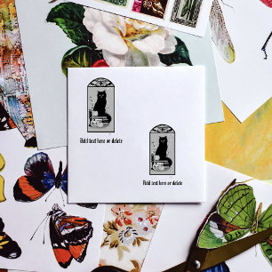 Sello De Caucho Gato negro de Art Nouveau