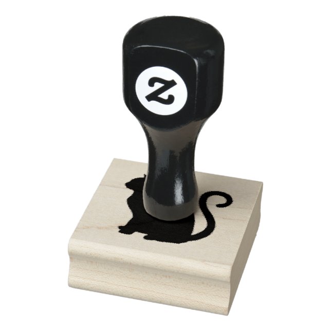 Sello De Caucho gato negro, diseño de silueta mascota, (Sello)