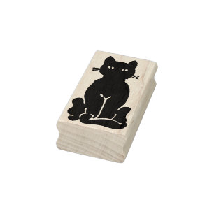 Sello De Caucho Gato negro feliz