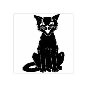 Sello De Caucho Gato negro vintage