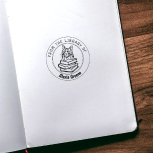 Sello De Caucho Gato turco Angora, libro de la biblioteca de