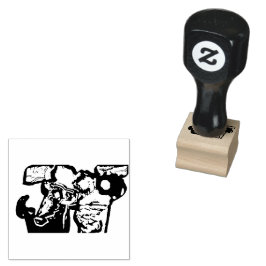 Sello De Caucho Gato y flores