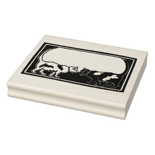 Sello De Caucho Gatos de Art Nouveau