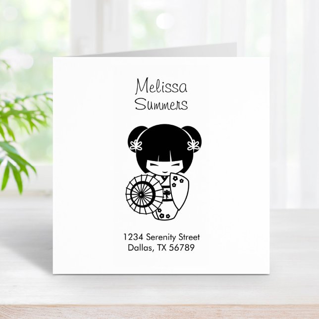 Sello De Caucho Geisha Chica de paraguas asiáticos en discurso de  (Subido por el creador)