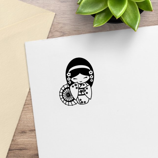 Sello De Caucho Geisha Chica de paraguas japonés en Kimono 2 (Subido por el creador)