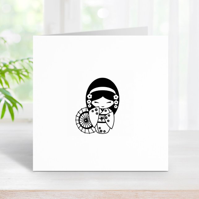 Sello De Caucho Geisha Chica de paraguas japonés en Kimono 2 (Subido por el creador)