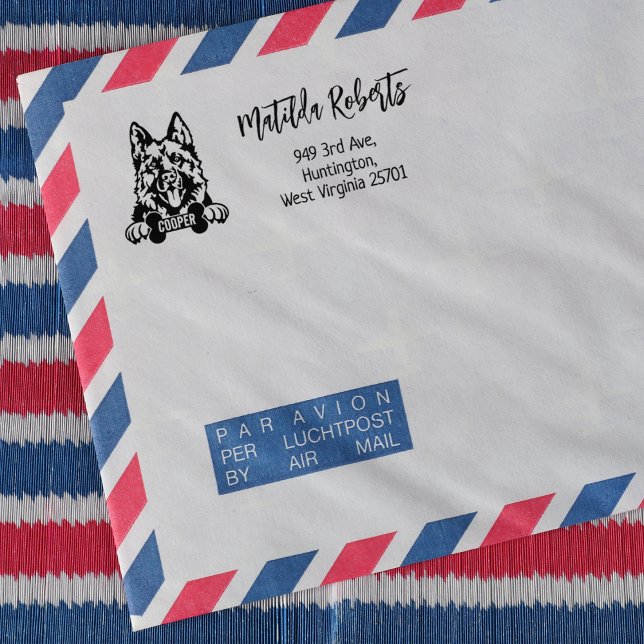 Sello De Caucho German Shepherd Return Address, Dog Breed  (Subido por el creador)