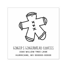 Sello De Caucho Gingerbread Rustic Business|Dirección de nombre fa