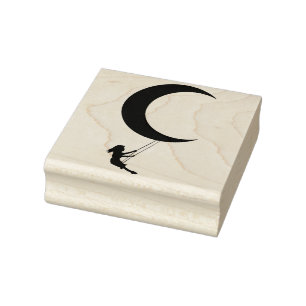 Sello De Caucho Girando sobre la luna