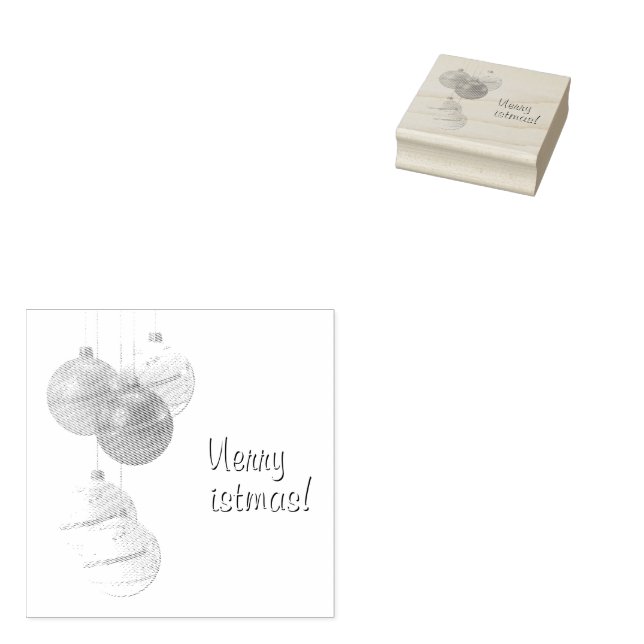 Sello De Caucho Gold and White Christmas Balls Custom Text (Sellado)