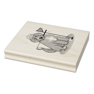 Sello De Caucho Goldendoodle Perro Jugando Golf (rojo whmk2) Diver