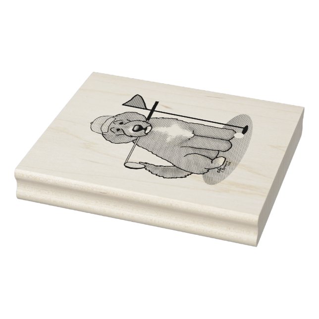 Sello De Caucho Goldendoodle Perro Jugando Golf (rojo whmk2) Diver (Sello)